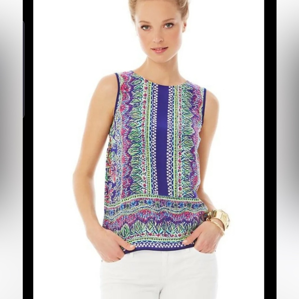 LILLY PULITZER“Iona” Sleeveless Silk Top